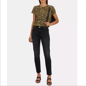 FRAME DENIM Le Garcon Mid Rise Tailored Straight-Leg Black Pembroke Jeans